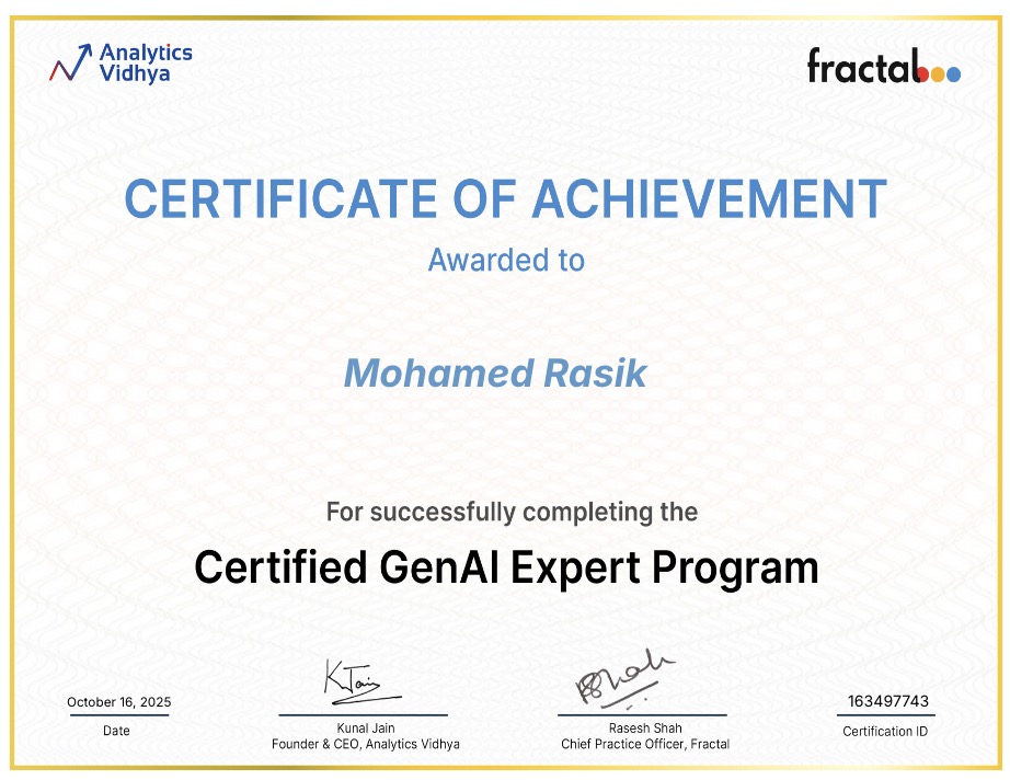 Fractal Analytics Certified Gen AI Program Certification