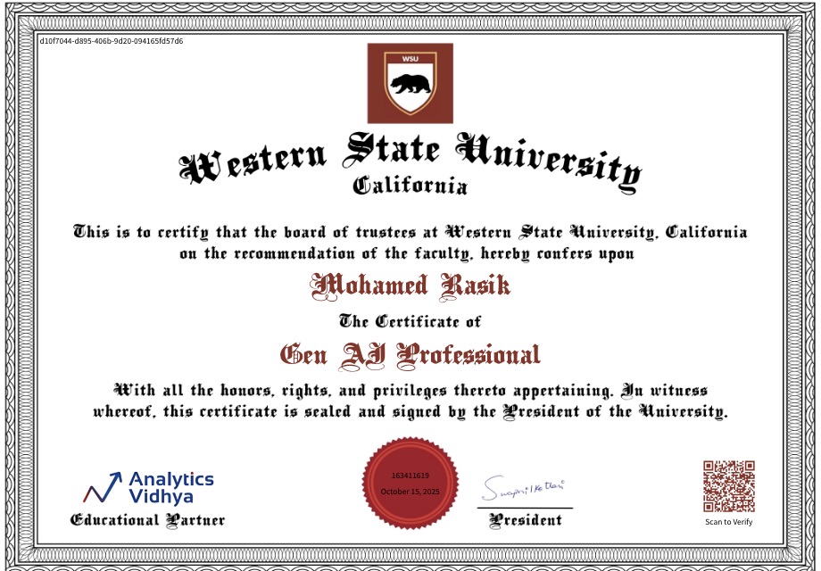 Western State University Gen AI Professional Certification